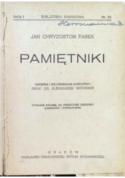 Pasek pamiętniki 1928 r.