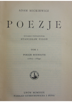 Adam Mickiewicz Poezje, 1929 r.