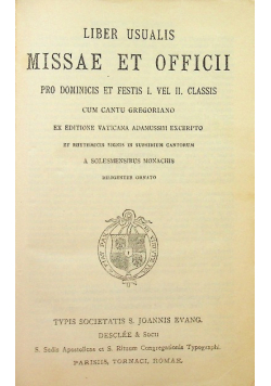 Liber Usualis Missae et Officii pro Dominicis et Festis 1934 r.