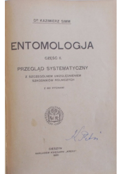 Entomologja Część 2 1925 r.