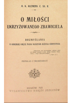 O miłości ukrzyżowanego Zbawiciela 1925 r.