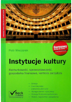 Instytucje kultury Rachunkowość sprawozdawczość gospodarka finansowa kontrola zarządcza