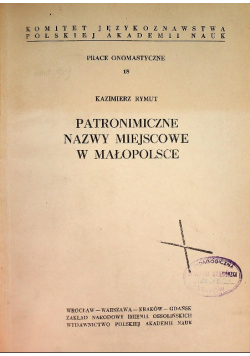 Patronimiczne nazwy miejscowe w Małopolsce