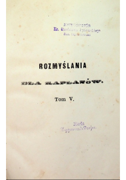 Rozmyślania dla kapłanów Tom V Zeszyt 10 1869 r.