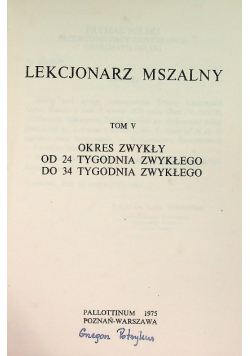 Lekcjonarz mszalny Tom V