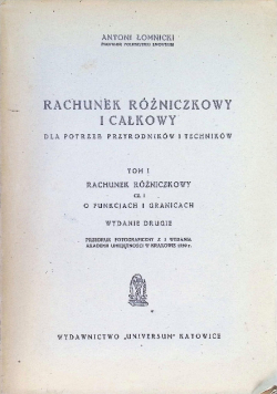 Rachunek różniczkowy i całkowy Tom 1, 1935 r.