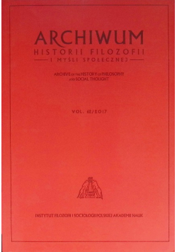 Archiwum historii filozofii i myśli społecznej Część 62