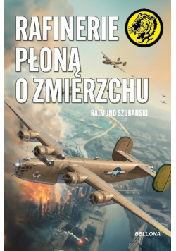 Rafinerie płoną o zmierzchu