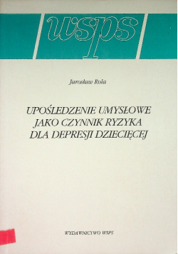 Upośledzenie umysłowe jako czynnik ryzyka dla depresji dziecięcej