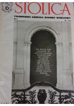 Stolica tygodniowa kronika budowy Warszawy rok IX Nr 1 do 52