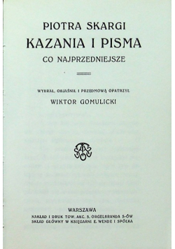 Kazania i pisma Co najprzedniejsze Reprint Miniatura