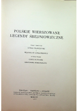 Polskie wierszowane legendy średniowieczne