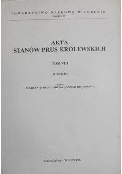 Akta stanów Prus Królewskich Tom VIII