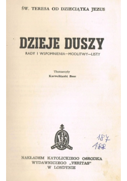 Dzieje duszy Rady i wspomnienia modlitwy listy
