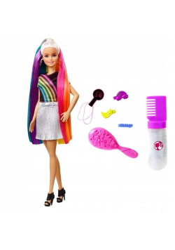 Barbie. Lalka Błyszczące tęczowe włosy