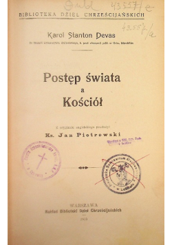 Postęp świata a Kościół, 1913 r.
