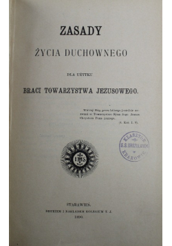 Zasady życia duchownego 1890 r.