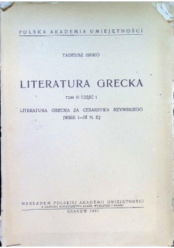 Literatura Grecka Tom III Część 1