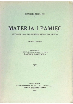 Materja i pamięć 1930 r.