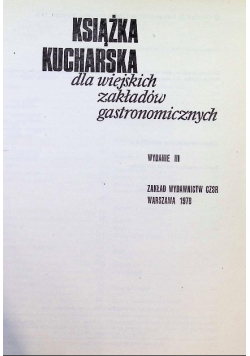 Książka kucharska dla wiejskich zakładów gastronomicznych