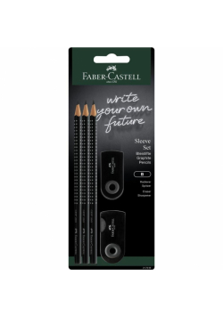 Zestaw 3 ołówki Grip + gumka + temperówka Sleeve