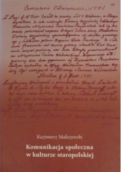 Komunikacja społeczna w kulturze staropolskiej