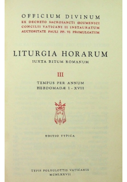 Liturgia Horarum Iuxta Ritum Romanum Tom 3