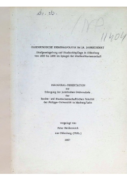 Oldenburgische Kriminalpolitik im 19 Jahrhundert