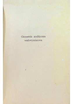 Geometria analityczna wielowymiarowa