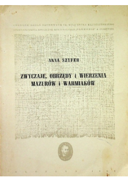 Zwyczaje obrzędy i wierzenia mazurów i warmiaków
