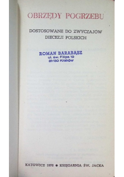 Obrzędy pogrzebu dostosowane do zwyczajów diecezji polskich