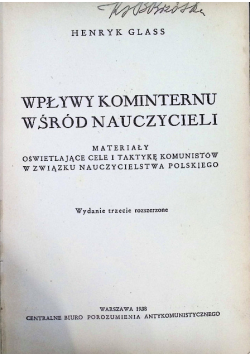 Wpływy kominternu wśród nauczycieli 1938 r.