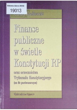 Finanse Publiczne w świetle Konstytucji RP