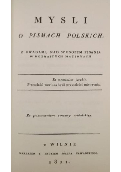 Myśli o pismach polskich