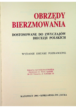 Obrzędy bierzmowania dostosowane do zwyczajów diecezji polskich