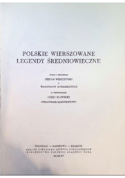 Polskie wierszowane legendy średniowieczne