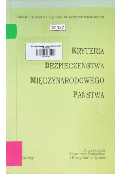 Kryteria bezpieczeństwa międzynarodowego państwa