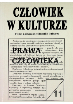 Człowiek w kulturze Pismo poświęcone filozofii i kulturze  Tom 11 prawa człowieka