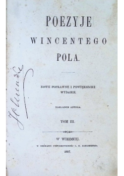 Poezyje Wincentego Pola Tom III 1857 r.