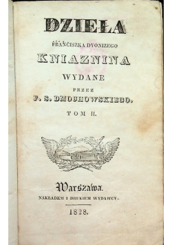 Dzieła Franciszka Dyonizego Kniaznina Tom 2 1828 r.