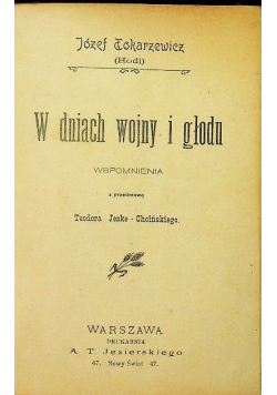 W dniach wojny i głodu 1900 r.