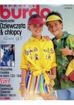 Czasopismo Burda Nastolatki dziewczęta i chłopcy wiosna/lato 93