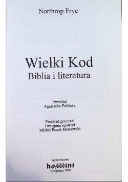 Wielki kod Biblia i literatura