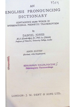 An English Pronouncing Dictionary, 1948r.