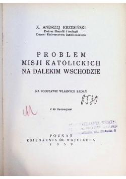Problem misji katolickich na dalekim wschodzie 1939 r.