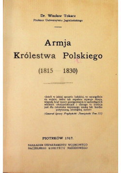 Armja Królestwa Polskiego 1815 1830 z 1917 r.