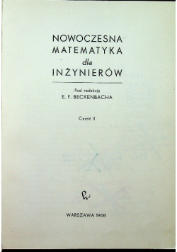 Nowoczesna matematyka dla inżynierów Część II