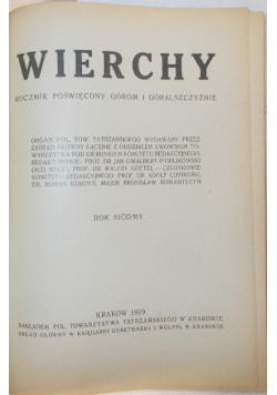 Rocznik Siódmy Wierchy 1929 r.