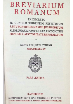 Breviarium Romanum Pars Aestiva 1937 r.