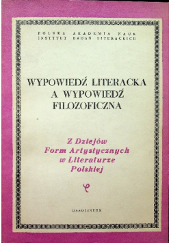 Wypowiedź literacka a wypowiedź filozoficzna